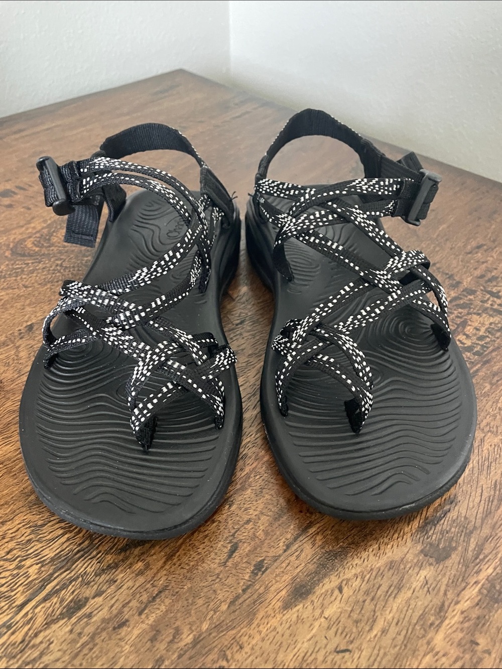 Chaco Black and White Patterned Strappy Women's Sandals